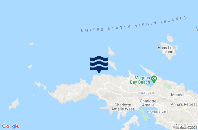 Caret Bay, U.S. Virgin Islands tide times map