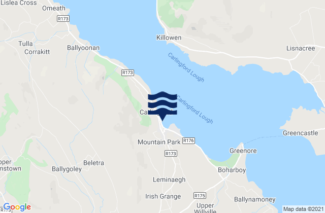 Carlingford, Ireland tide times map