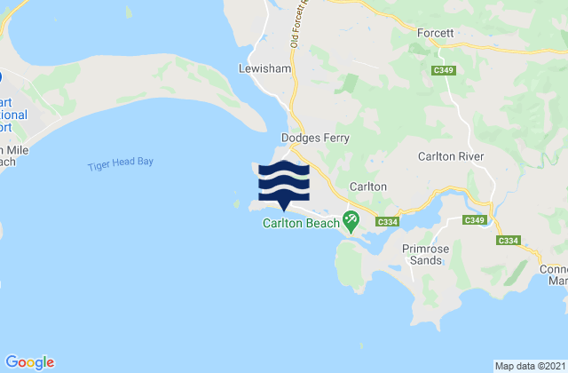 Carlton Beach, Australia tide times map