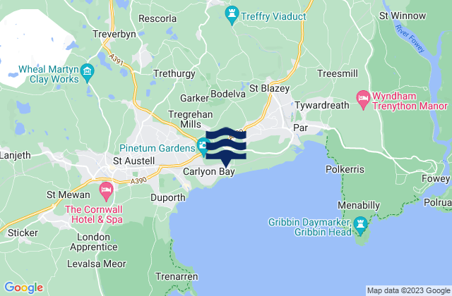 Carlyon Bay, United Kingdom tide times map