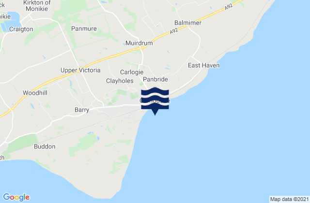 Carnoustie Bay, United Kingdom tide times map
