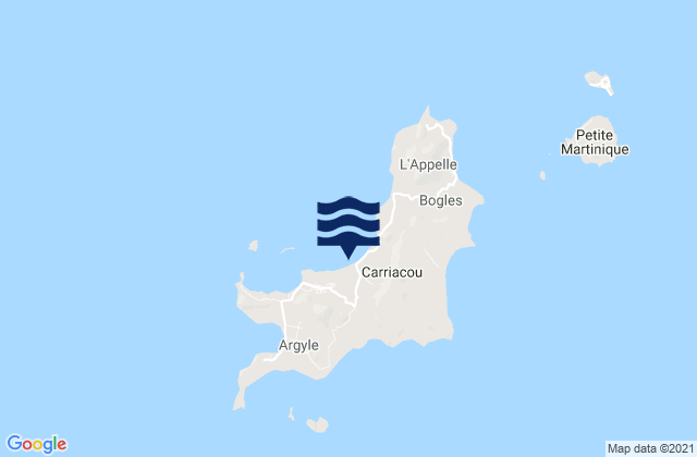 Carriacou and Petite Martinique, Grenada tide times map