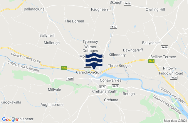 Carrick-on-Suir, Ireland tide times map