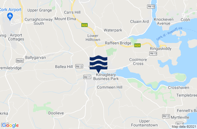 Carrigaline, Ireland tide times map