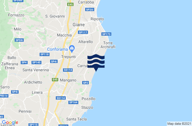Carruba, Italy tide times map