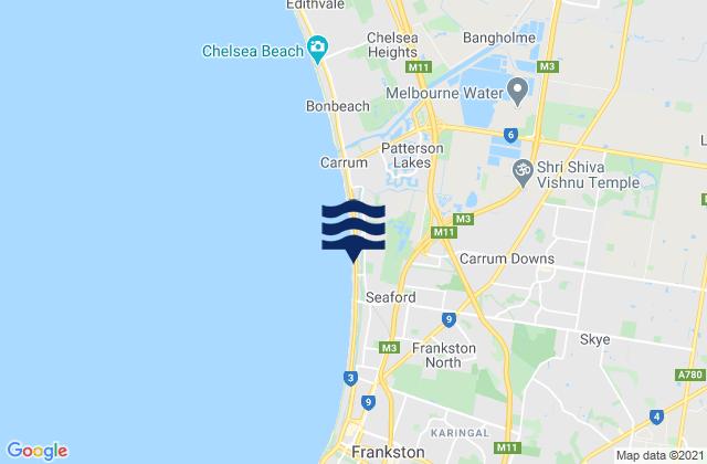 Carrum Downs, Australia tide times map