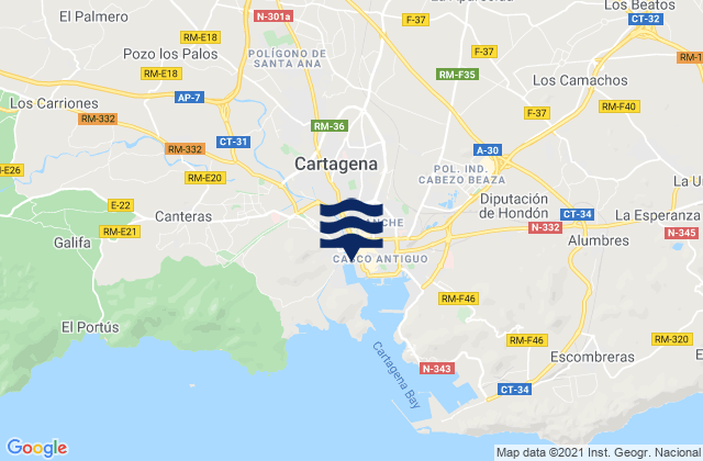 Cartagena, Spain tide times map