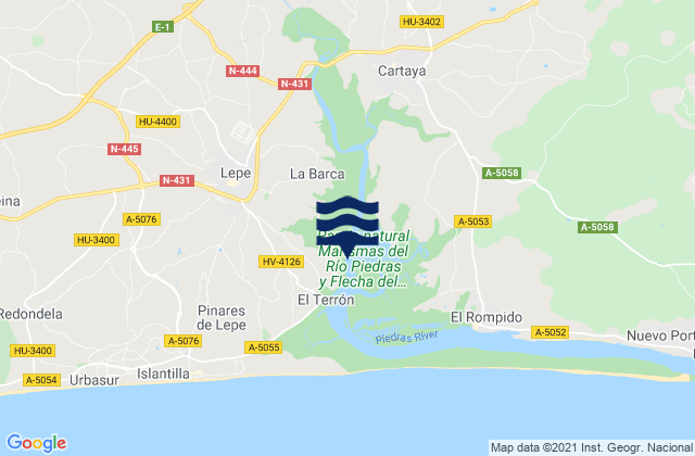 Cartaya, Spain tide times map