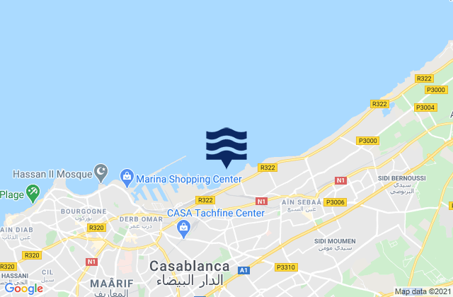Casablanca, Morocco tide times map
