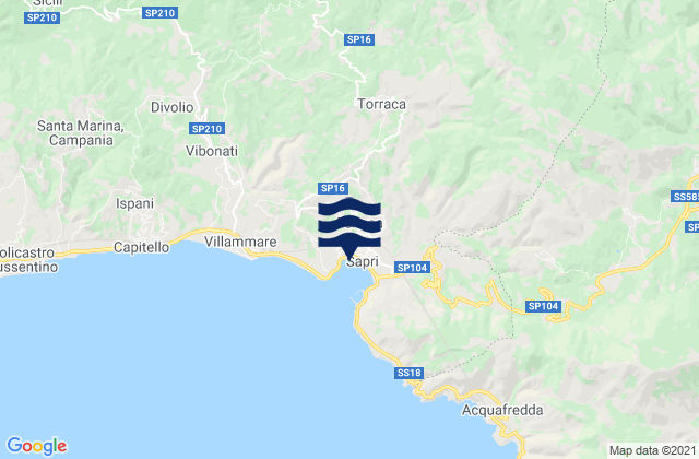 Casaletto Spartano, Italy tide times map