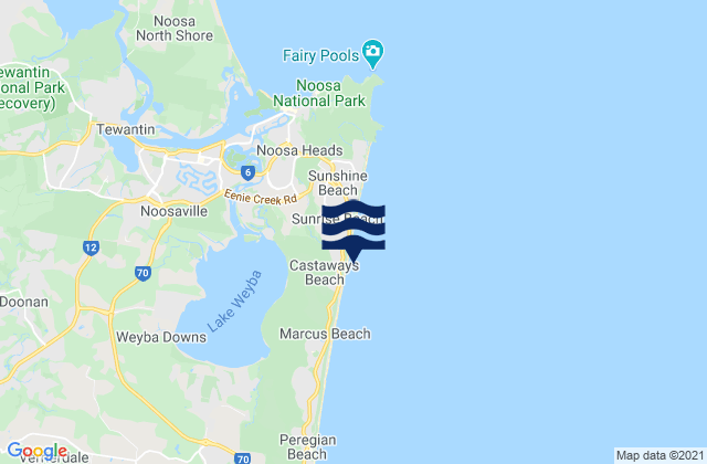 Castaways Beach, Australia tide times map