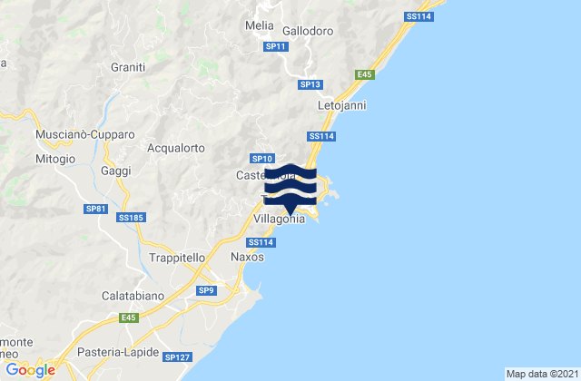 Castelmola, Italy tide times map