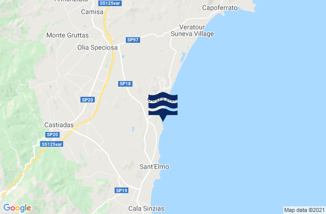 Castiadas, Italy tide times map