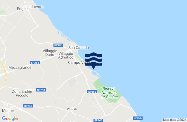 Castri di Lecce, Italy tide times map