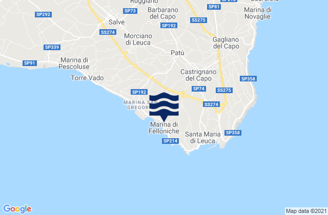 Castrignano del Capo, Italy tide times map