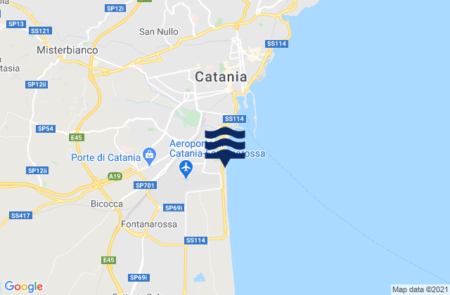 Catania, Italy tide times map