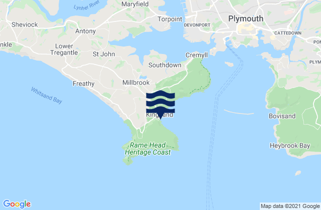 Cawsand Bay Beach, United Kingdom tide times map