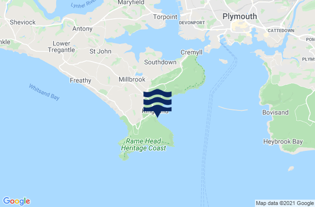 Cawsand Bay, United Kingdom tide times map