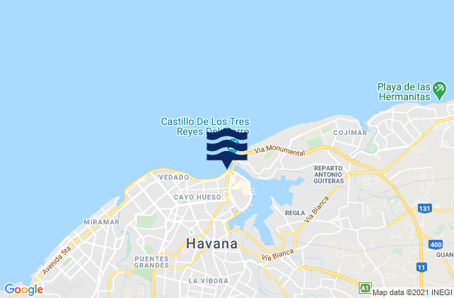 Cayo Cruz, Cuba tide times map