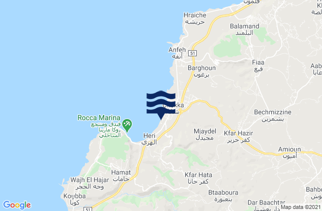 Caza de Batroun, Lebanon tide times map