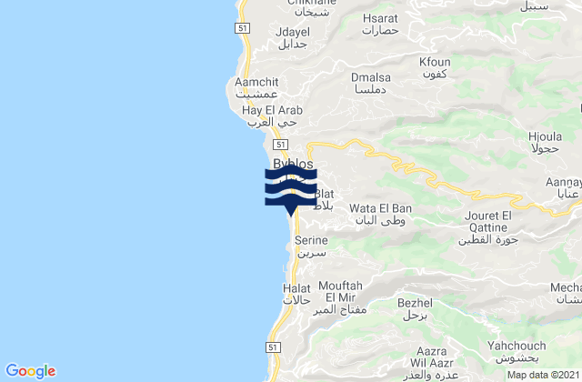 Caza de Jbayl, Lebanon tide times map