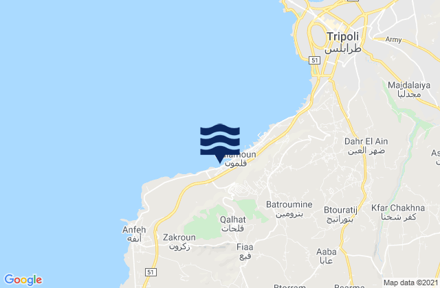 Caza de Koura, Lebanon tide times map