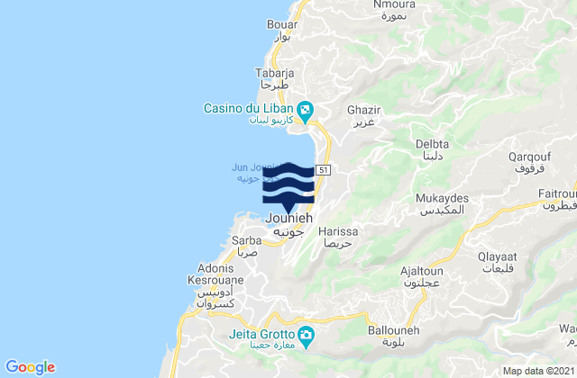 Caza du Matn, Lebanon tide times map