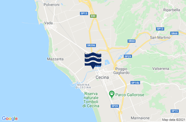 Cecina, Italy tide times map