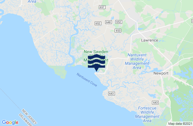 Cedar Creek Entrance (Nantuxent Cove), United States tide chart map