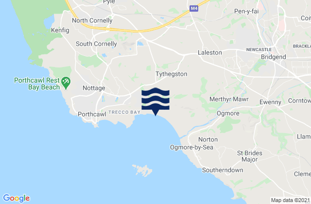 Cefn Cribwr, United Kingdom tide times map