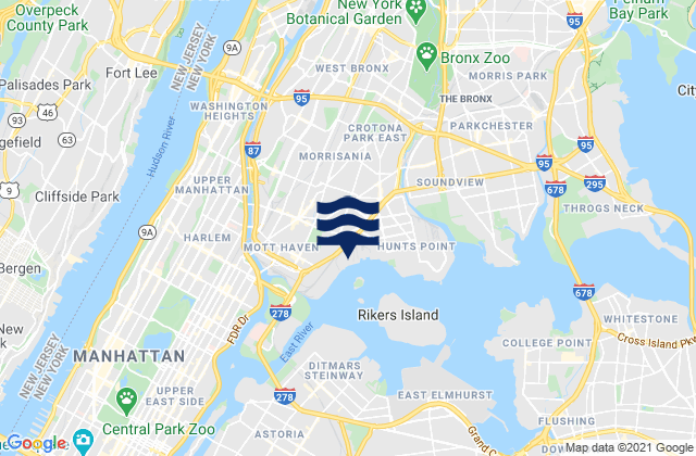 Central Bridge, Harlem River, United States tide chart map