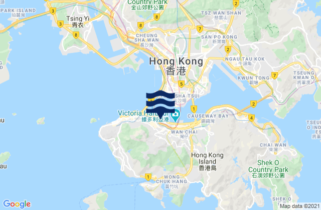 Central, Hong Kong tide times map