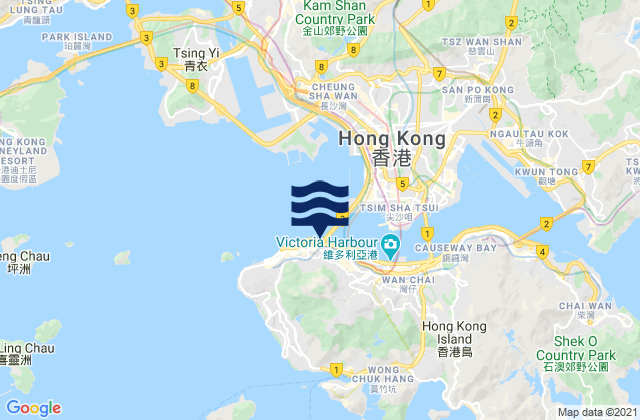 Central and Western District, Hong Kong tide times map