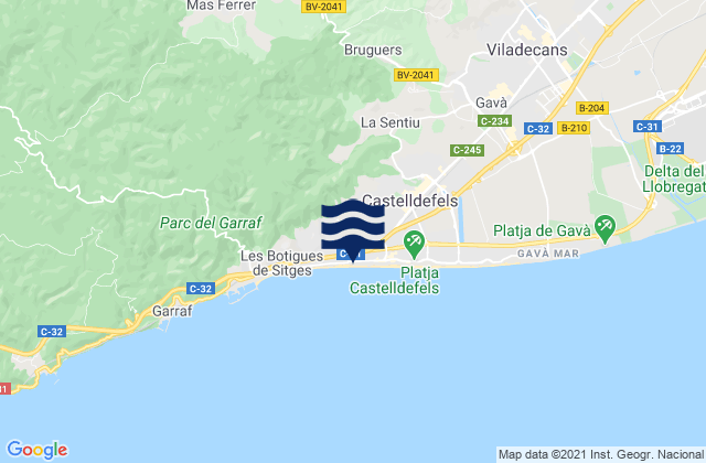 Cervello, Spain tide times map