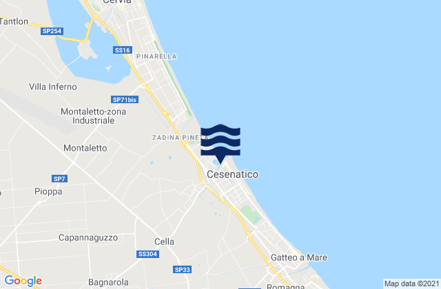 Cesenatico, Italy tide times map