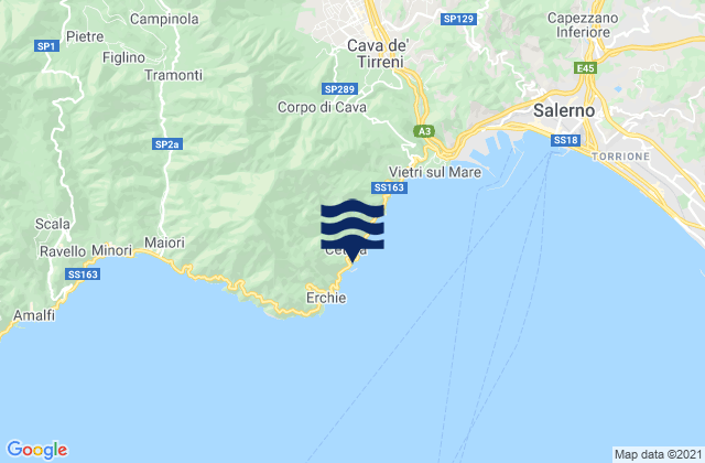 Cetara, Italy tide times map