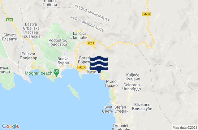Cetinje, Montenegro tide times map