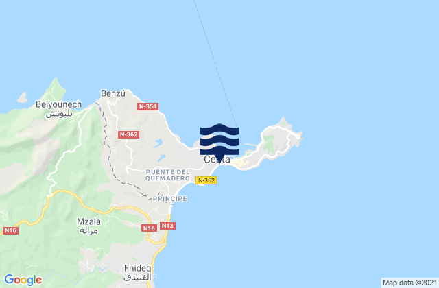 Ceuta, Spain tide times map