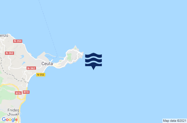 Ceuta Strait of Gibraltar, Spain tide times map