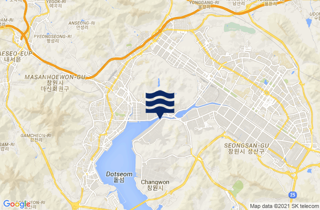 Changwon, South Korea tide times map