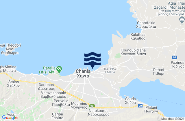 Chania, Greece tide times map