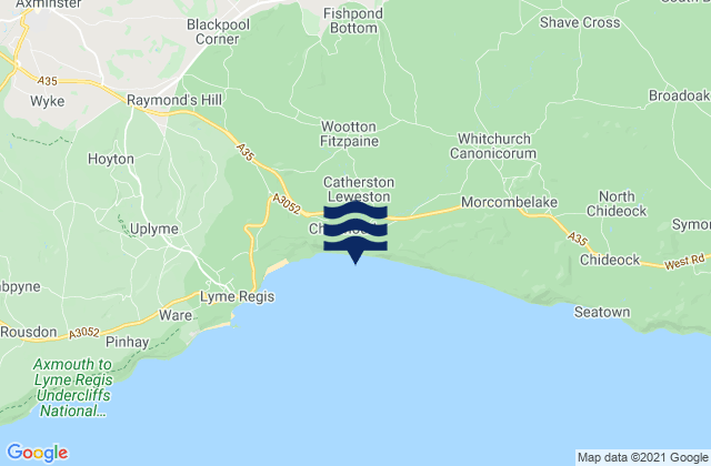 Charmouth Beach, United Kingdom tide times map