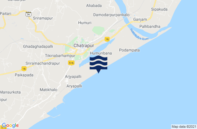 Chatrapur, India tide times map