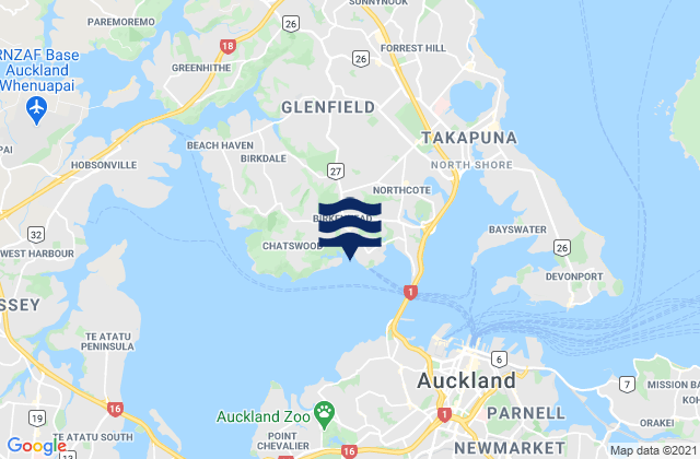 Chelsea Bay, New Zealand tide times map