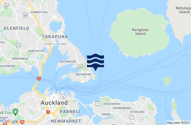 Cheltenham Beach, New Zealand tide times map
