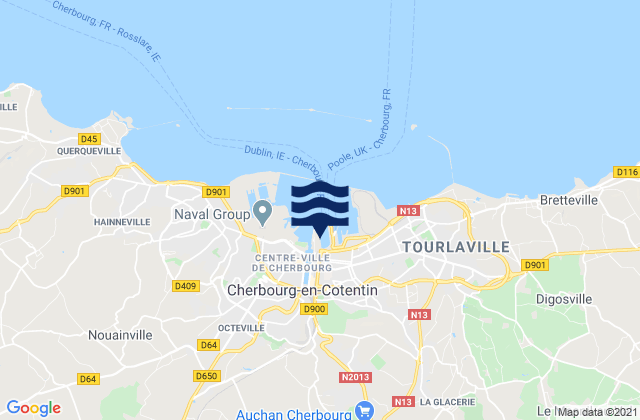Cherbourg-Octeville, France tide times map