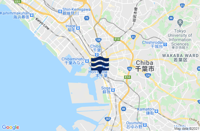 Chiba, Japan tide times map