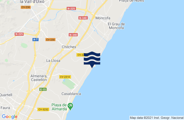 Chilches, Spain tide times map