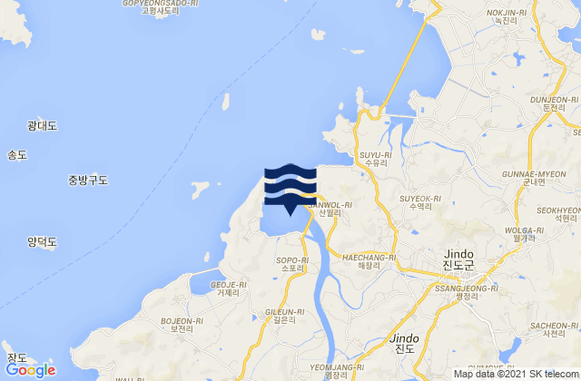 Chin-do, South Korea tide times map