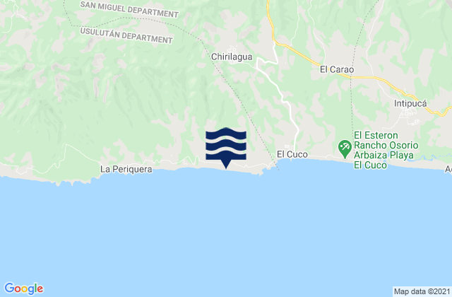 Chirilagua, El Salvador tide times map